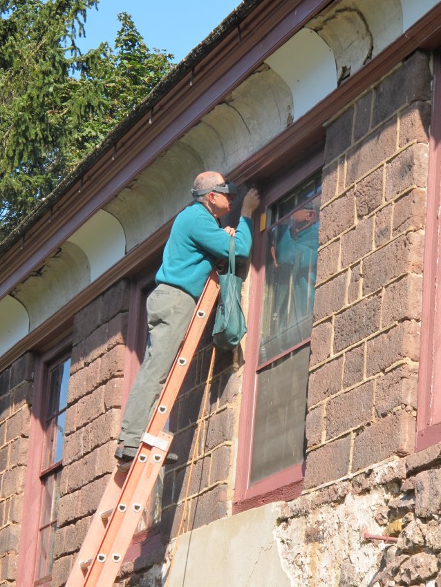 Image 10: 6551: Removing paint sample from Douglass window frame