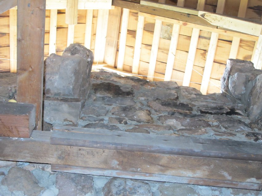 Image #5: 6612: Charred Back-wall of Douglass addition fireplace & bond sto