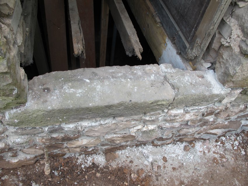 #3-3553: Douglass House fractured "back" door sill and rotted joists
