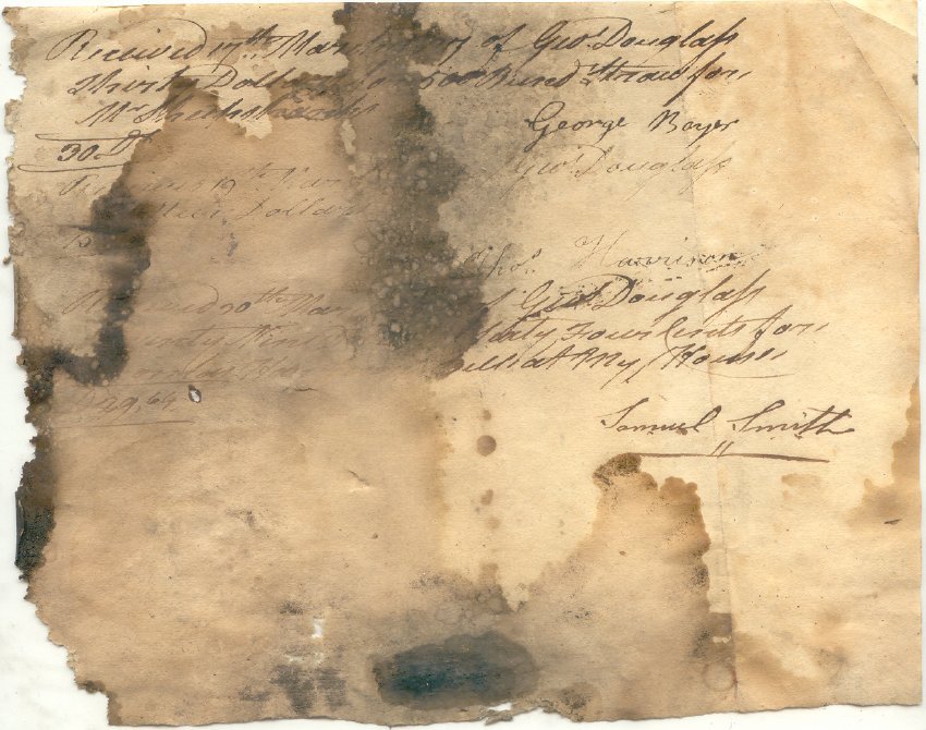 Receipt/Payment Received for George Douglass