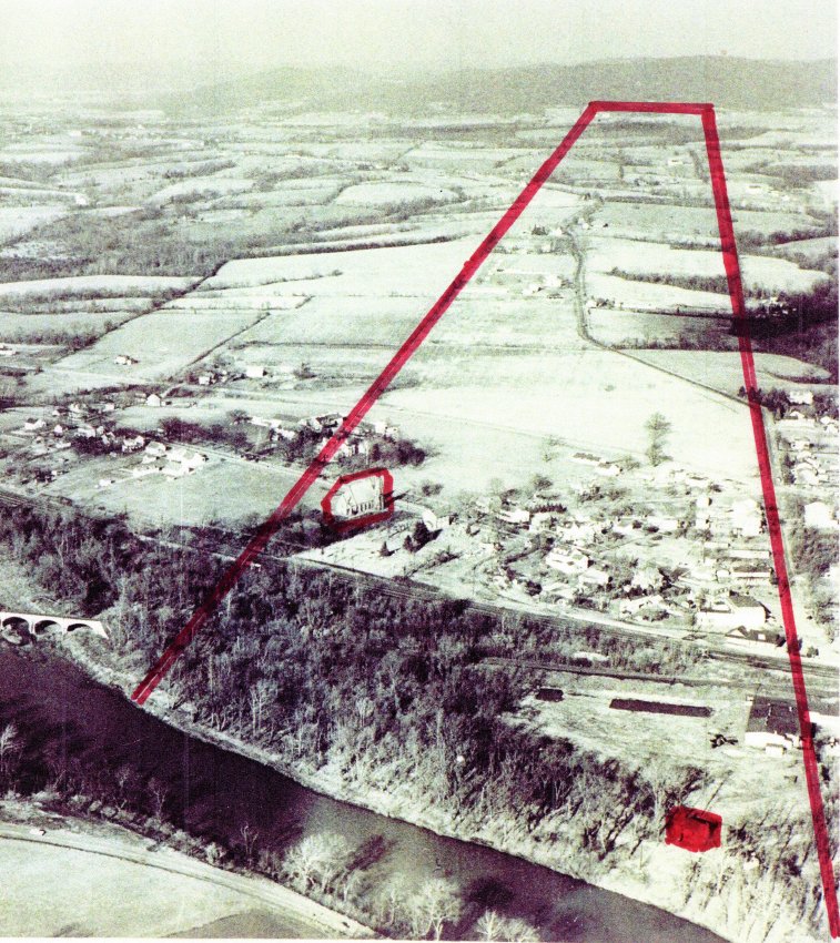 c. 1960 aerial photograph (see description text for details)