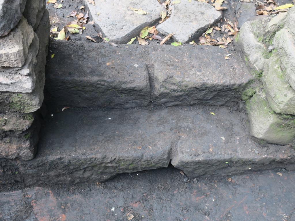 #7: Stone steps to  MJH brick floor