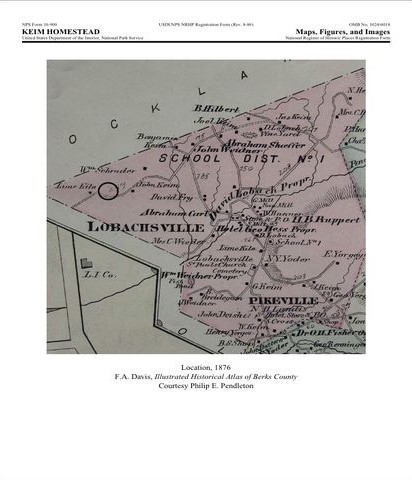 Keim Homestead Location 1876 Map