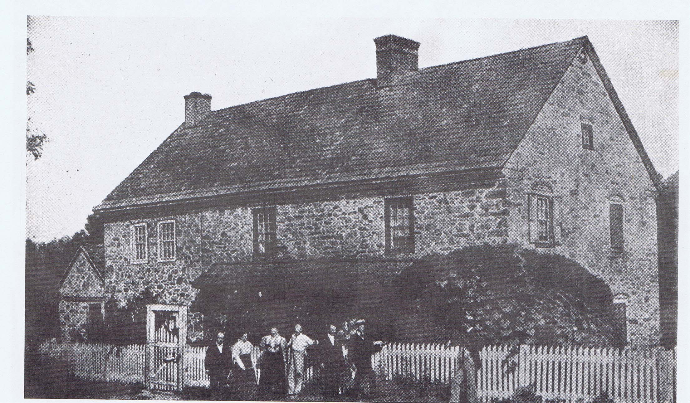 #2: c. 1897 photo of Keim House, pent shelter, tile roof