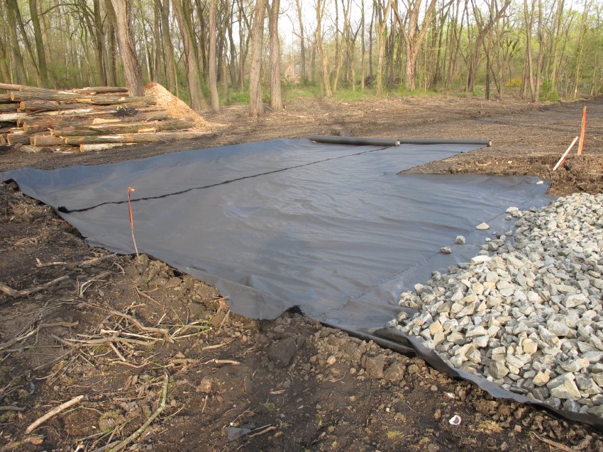 Image #8, 7996: Permeable woven geo-textile laid on compacted clay sub-base