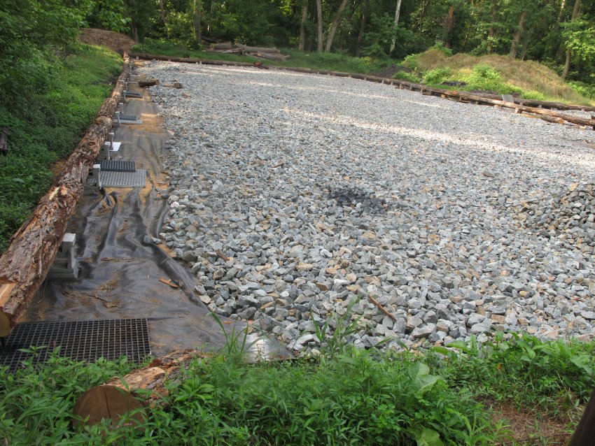 #8, 9362: Morlatton parking area with geotextile fabric and base stones