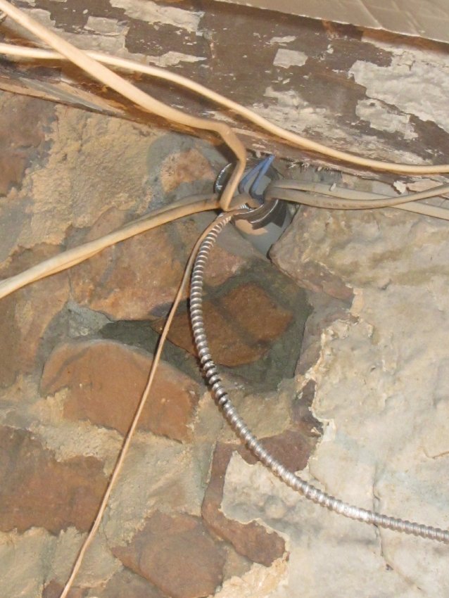 #11, 8/9/13, 796: Electrical conduit through restored cellar pier