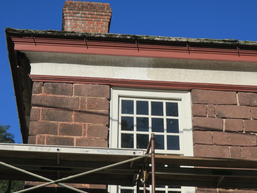 #11: New base and scratch coats of plaster on cove cornice
