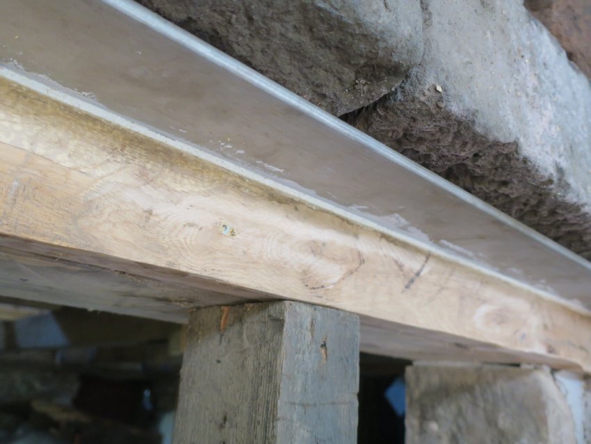 #3: stainless steel angle under doorway lintel stones