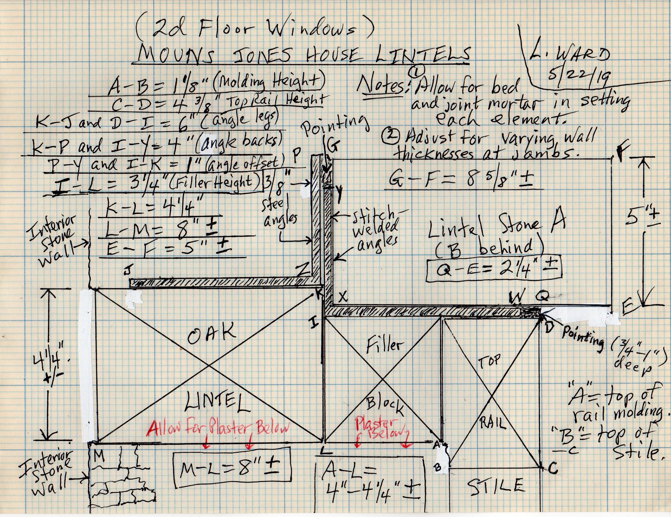 #5: sketch 5/22/19, 2d story window lintels, steel angles, header detail