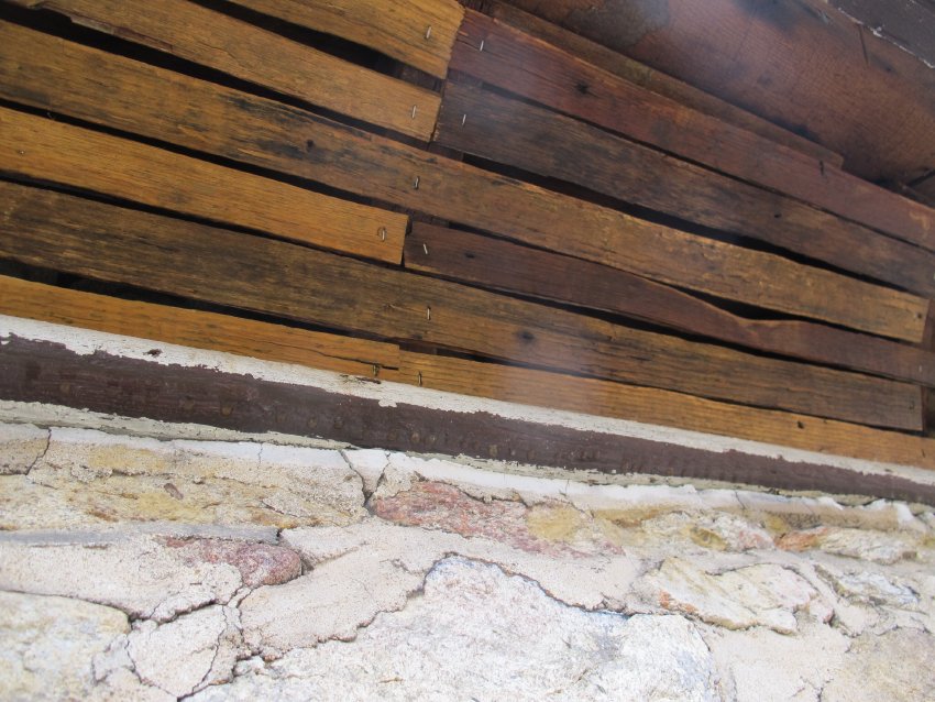 #12, photo 11: re-purposed hand-split lath nailed to the concave joist-ends