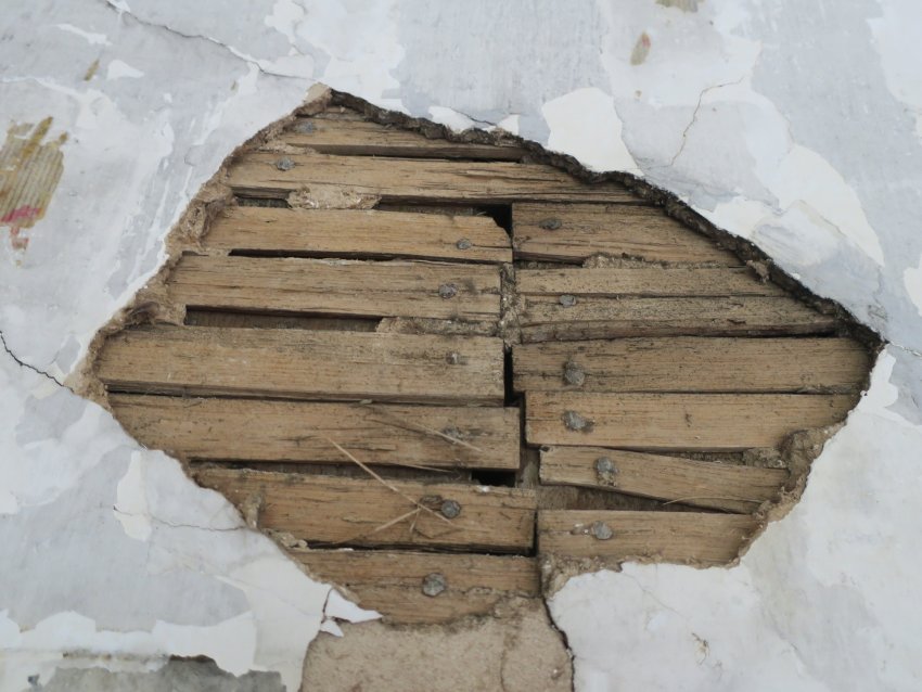 #5: Original 1765 plaster lath, rose-head nails