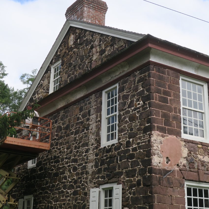 #4: Restored and re-plastered cove cornice on north gable end