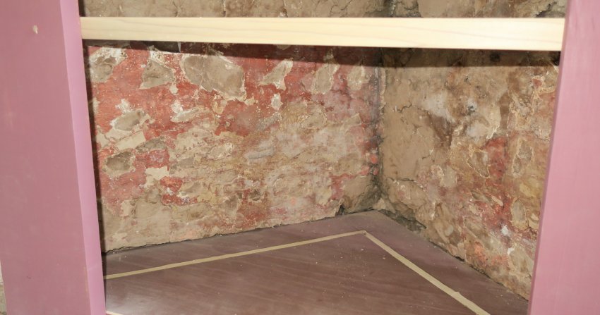 Image #8: parlor cupboard interior,remnants of early red-ochre paint