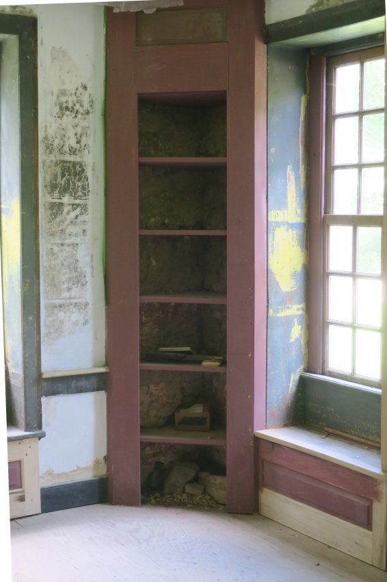 #1: Re-fabricated back-parlor cupboard, chair rail, baseboard, wainscot spa