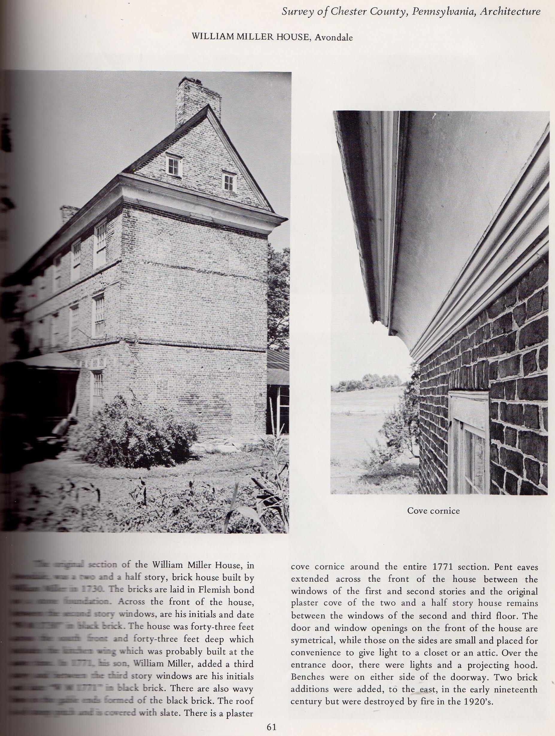 #19: 1730 William Miller house, Chester County, plastered cove cornice