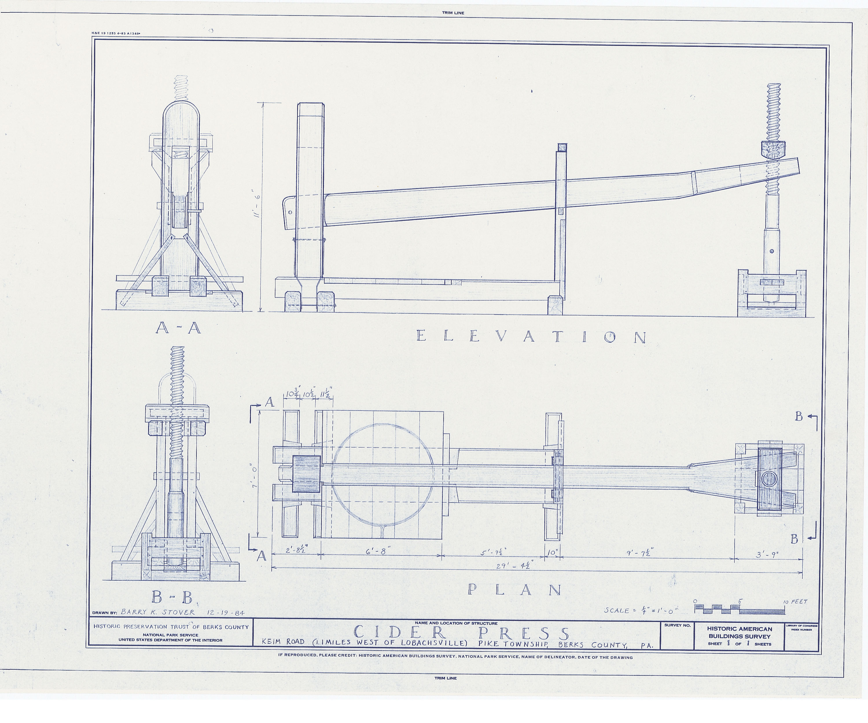 33: Plan and elevation drawings by Barry Stover