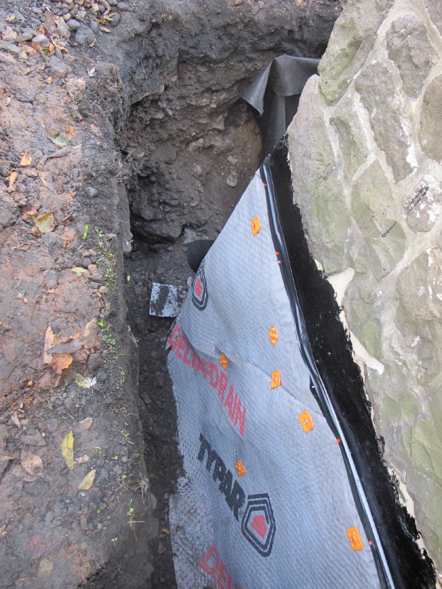 Photo 234: Delta Drain fabric on moisture coating,directs water to drain