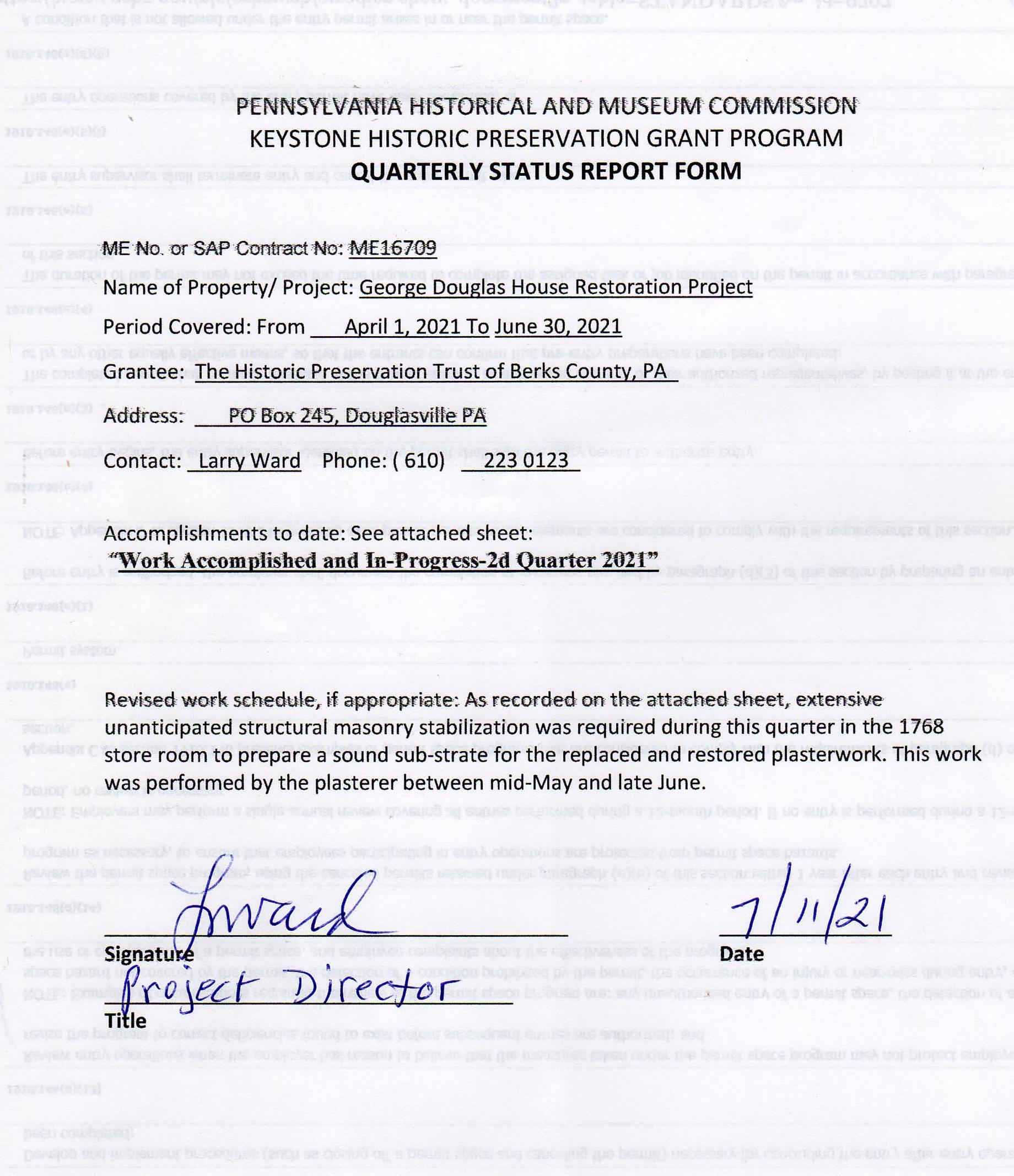 Quarterly Status Report Form