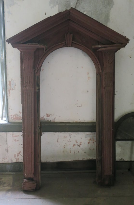 full frame: “Original dormer frame exhibited in the Douglass House